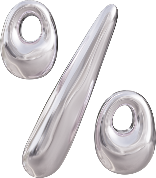3D Percent Symbol Liquid Chrome